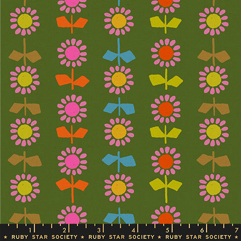 PREORDER CANVAS Catnap Daisy Stripe in Sarah Green RS4136 13L - Ruby Star Society Sold by the Yard